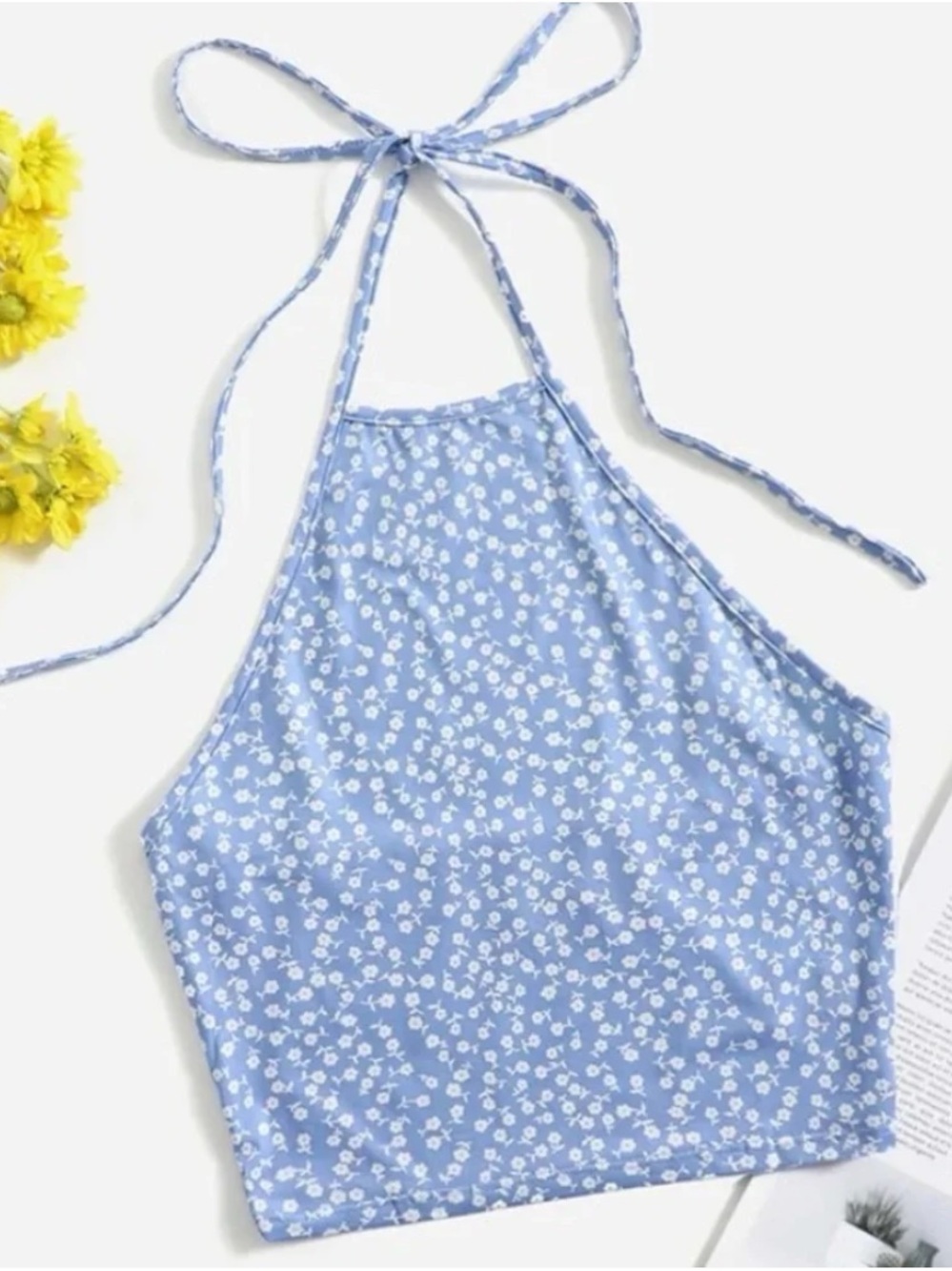 SHEIN Light Blue Floral Halter